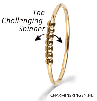 Charmin&rsquo;s Ringen- Dames - Anxiety -14 Karaat Goudkleurige Ring - antistress, 7 balletjes, fidget. 777