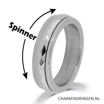 Charmin&#039;s Shiny Anxiety Fidget Ring Gehamerd Staal R1250