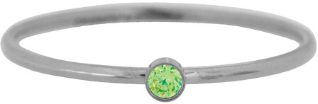 Charmins Geburtsstein-August-Ring, gr&uuml;ner Peridot, Stahl R787/KR86