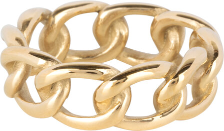 Charmin&#039;s Gold-colored Gourmet Link Chain Ring Steel R1375