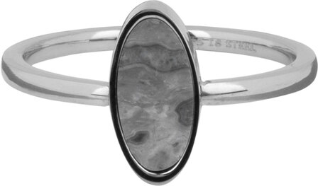 Charmin&#039;s Oval Signet Ring with Oval Moss Agate Gemstone Steel R12754