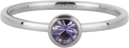 Charmins Ring Geburtsstein Februar Lila Lila Kristall Stahl Iconic R1593