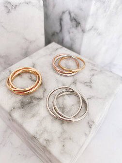 Charmin&#039;s Trinity Rolling Anxiety Fidget Ring Rose-Gold-Steel Colored Narrow R1645