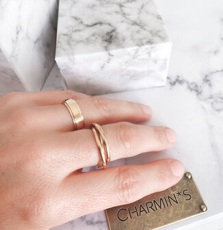 Charmin&#039;s Trinity Rolling Anxiety Fidget Ring Rose-Gold-Steel Large R1648w R1645