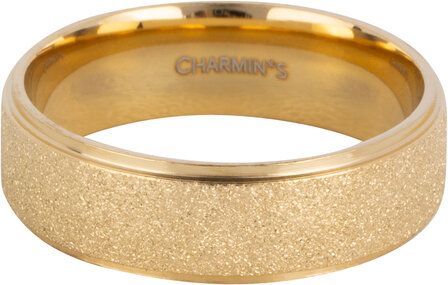 Charmin&#039;s Gold-tone Stacking Ring R1552 Sanded and Shiny Gold-tone Steel