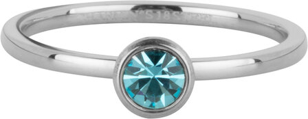 Charmin&#039;s Bague Pierre de Naissance Mars Bleu Clair Cristal Acier Look Iconique R1595age R1523