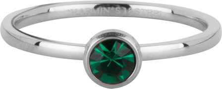 Charmin&#039;s Ring Birthstone May Dark Green Crystal Steel Iconic R1597