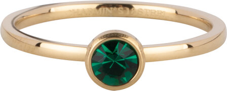 Charmin&#039;s Bague Couleur Or Pierre de Naissance Mai Vert Fonc&eacute; Cristal Acier Iconique R1598