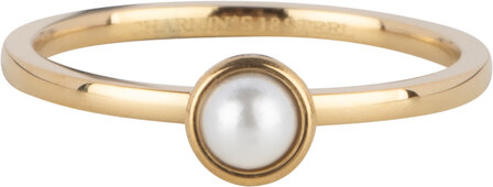 Charmin&#039;s Gold-Colored Ring Birthstone June Moonstone Or Pearl Crystal Steel Iconic R1600