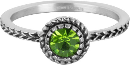 Charmin&#039;s Bague Pierre de Naissance Ao&ucirc;t Vert Clair Cristal Acier Iconique R1601