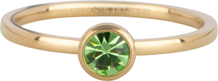 Charmin&#039;s Goudkleurige Ring Birthstone Augustus Lichtgroene Kristal Staal Iconic R1602