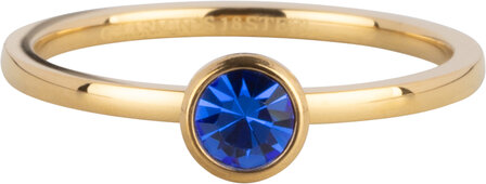 Charmin&#039;s Gold Ring Birthstone September Dark Blue Crystal Steel Iconic Vintage R1604