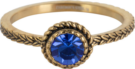 Bague Or de Charmin Pierre de Naissance Septembre Bleu Fonc&eacute; Cristal Acier Iconique Vintage R1604