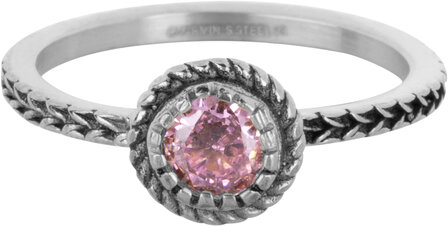 Charmin&#039;s Ring Birthstone October Pink Crystal Tourmaline Steel Iconic R1605