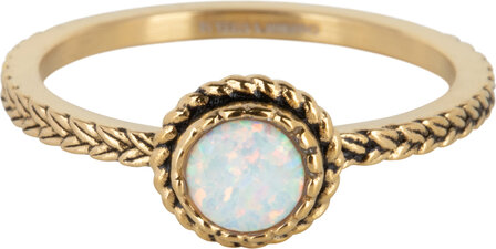 Charmin&#039;s Gold Ring Geburtsstein Oktober Opal/ Turmalin Stahl Ikonisch R1606