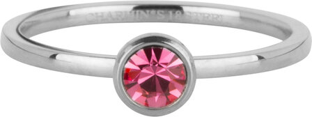 Charmin&#039;s Ring Birthstone October Roze Kristal Tourmaline Staal Iconic  R1609