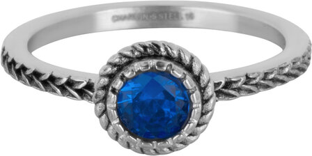 Charmin&rsquo;s Hartje Kinder Ring  Birthstone September Donkerblauwe Sapphire Kristal Staal Hartje Steen 4mm R1583