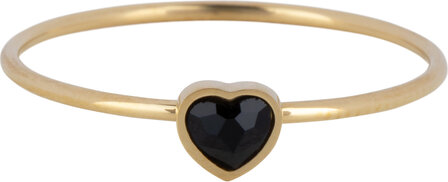 Charmin&#039;s Goudkleurige Ring met Onyx Kristal Hartsteen Staal R1580 &ndash; Birthstone Juli