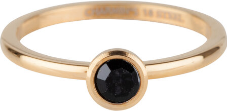 Charmin&#039;s Goudkleurige Ring Birthstone Juli Zwart Kristal Onyx Edelstaal Iconic R1021