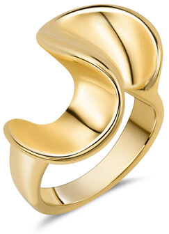 Charmin&#039;s Goudkleurige Chunky Ring met Swirl-Krul Staal R1793 &ndash; Speels en Uniek