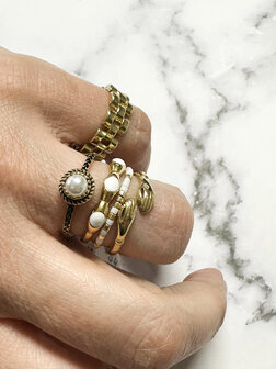 Bague de couleur or de Charmin avec sph&egrave;res rondes en &eacute;mail noir acier R1494fonc&eacute; en acier R1498