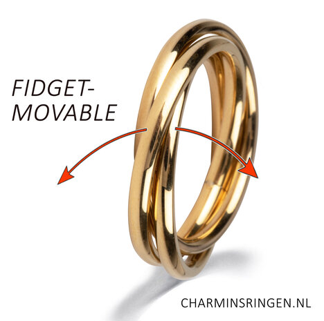 Charmin's Trinity Rolling Anxiety Fidget Ring Goldfarben Groß R1647