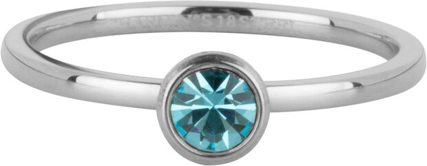 Charmin's Ring Birthstone March Light Blue Crystal Steel Iconic look R1595