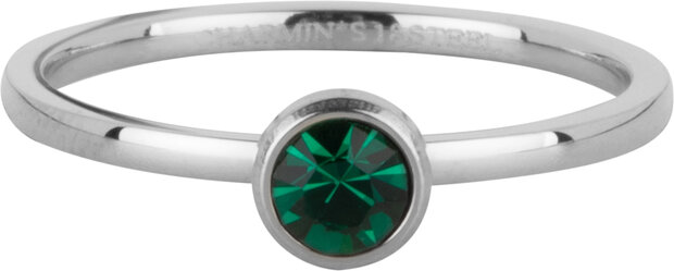 Charmin's Ring Birthstone May Dark Green Crystal Steel Iconic R1597