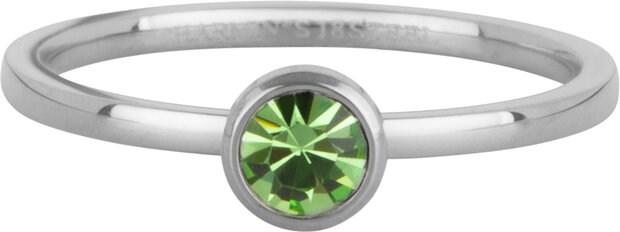 Charmin's Ring Birthstone August Light Green Crystal Steel Iconic R1601