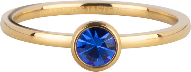 Charmin's Gold Ring Birthstone September Dark Blue Crystal Steel Iconic Vintage R1604