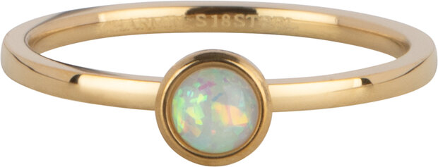 Charmin's Gold Ring Geburtsstein Oktober Opal/ Turmalin Stahl Ikonisch R1606