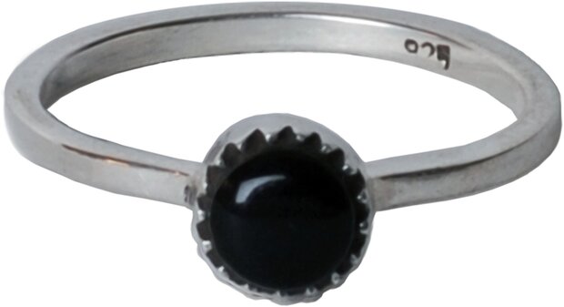 Charmin's Zilveren Ring Ronde Onyx R038 – Authentiek Handgemaakt Zilver 