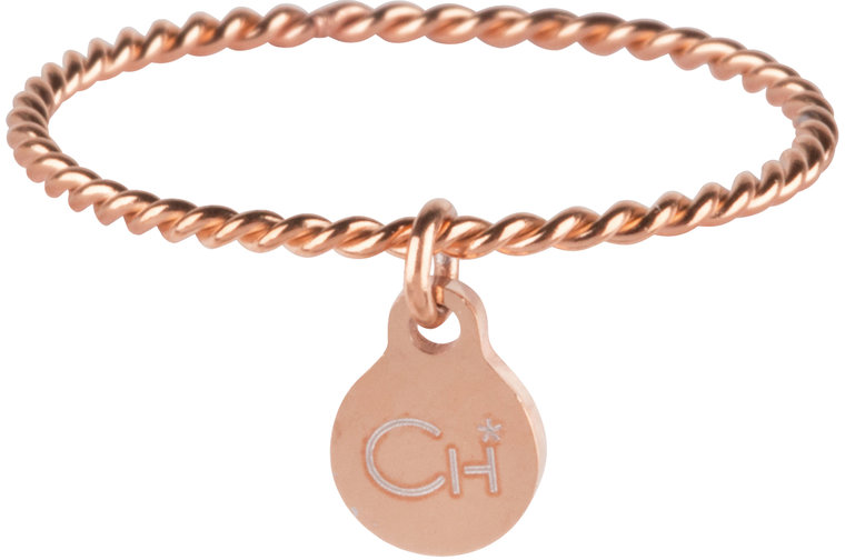 Charmin’s roségoudkleurige stapelring R570 Dangling Coin rosé-goldplated staal