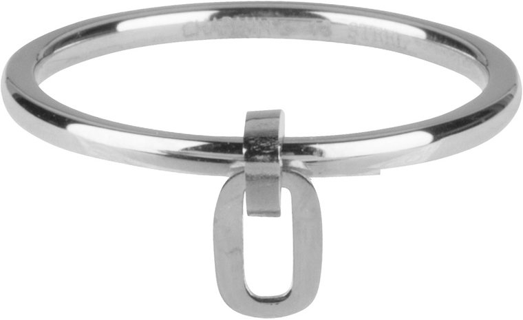 Charmin’s  stapelring staal R706 Dangling Oval Shiny steel
