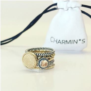 Charmin’s stapelring zilver R288 Champaign 'Diamond Crown'