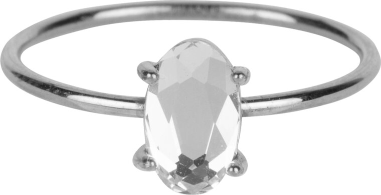 Charmin’s  stapelring staal R649 Shine Big Shiny Crystal CZ Steel