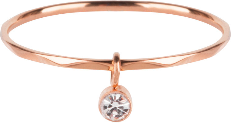 Charmin’s roségoudkleurige stapelring R578 Dangling Crystal rosé-goldplated staal