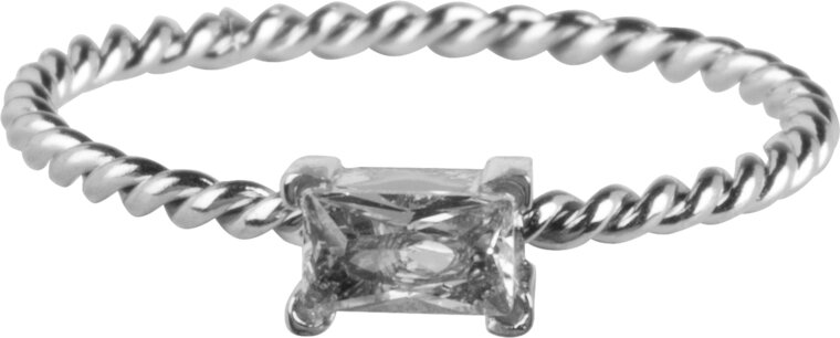 Charmin’s  stapelring staal R767 Twisted Queen Crystal Shiny Steel