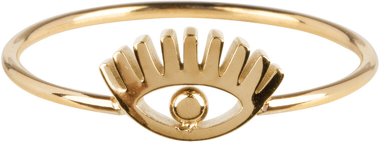 Charmin’s goudkleurige stapelring R762 Lashes goldplated staal