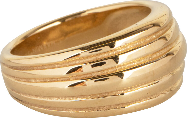 R992 Chunky Stripes Goldplated Steel Ring