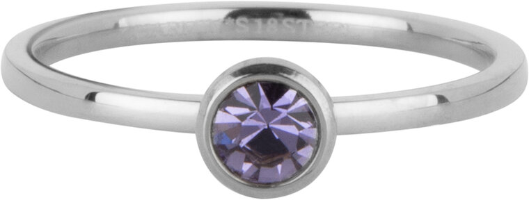 Charmin's Ring Birthstone February Purple Lilac Crystal Steel Iconic R15932