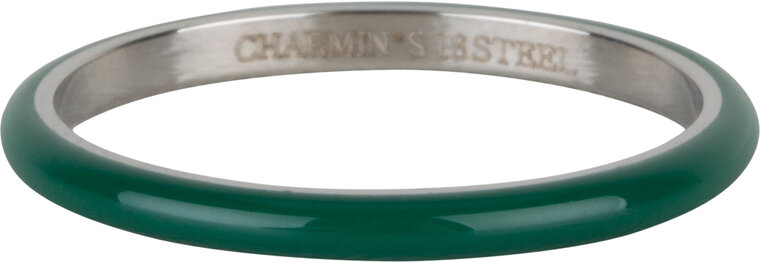 Charmin's Dark Emerald Green Enamel Stacking Ring in Stainless Steel - A Chic Choice R1615