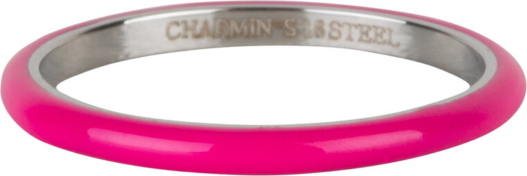 Charmin's Fluorescent Bright Pink Enamel Stacking Ring in Stainless Steel - A Bold Choice R1611