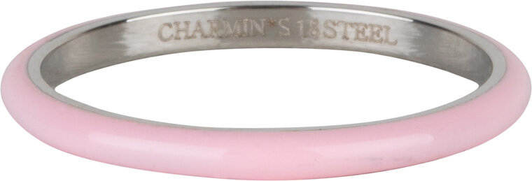 Bague empilable en acier inoxydable émaillé rose clair Charmin's - Élégance intemporelle R1613