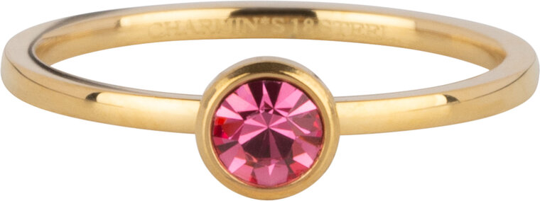 Charmin's Ring Goudkleurige Birthstone Januari Garnet Rode Kristal Staal Ronde Steen 4mm R1592n 4mm R1605 