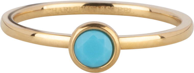 Charmin's Gold Ring Birthstone December Turquoise Crystal Steel Iconic R1608