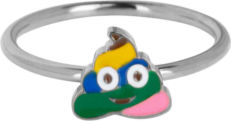 KIDZ Kinderring Stahl Regenbogen Emoticon Poo KR228 - Trendy und Lustig